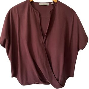 Vince Silk Burgundy Surplice Top